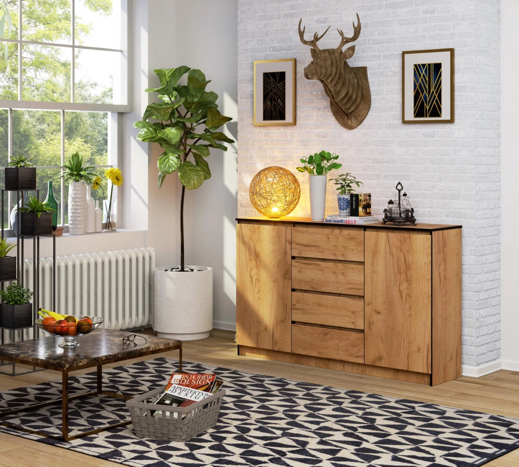 Cassettiera AKORD K160 Quercia Craft 160 cm 2 ante 4 cassetti 160x40x99 cm