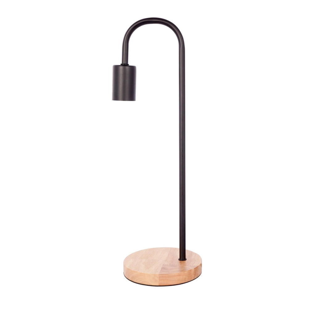 Lampada da tavolo Vinara in metallo cromato e legno