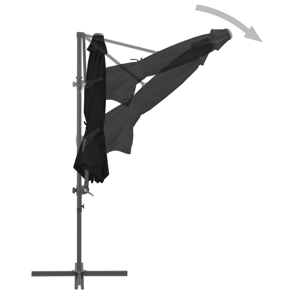 Ombrellone a Sbalzo con Palo in Acciaio 300 cm Nero da giardino cod mxl 29600