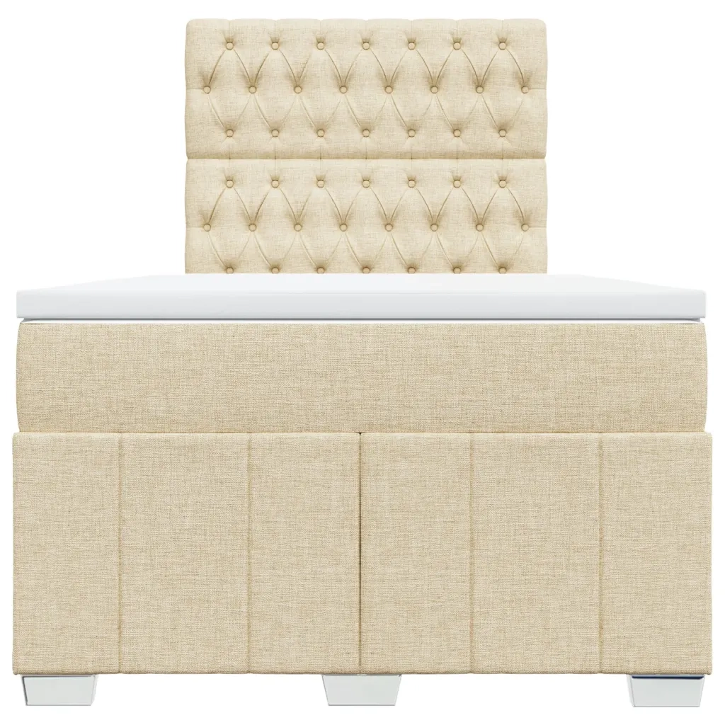 Giroletto a Molle con Materasso Crema 120x200 cm in Tessuto