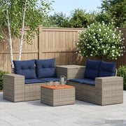 Set di divani 6 pz Grigio e Blu Navy Rattan sintetico e Acciaio 3447573