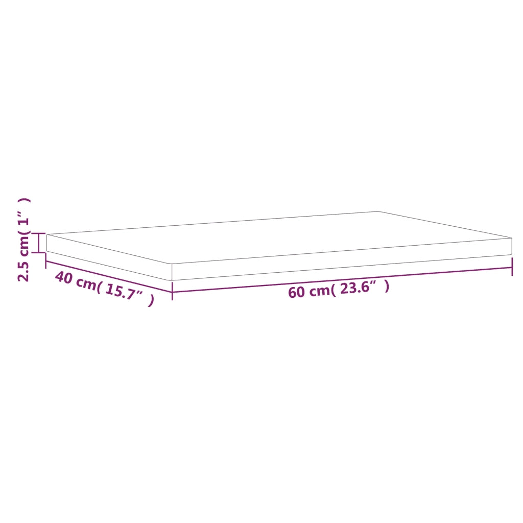 Piano Bagno 60x40x2,5 cm Legno Massello di Faggio 355990