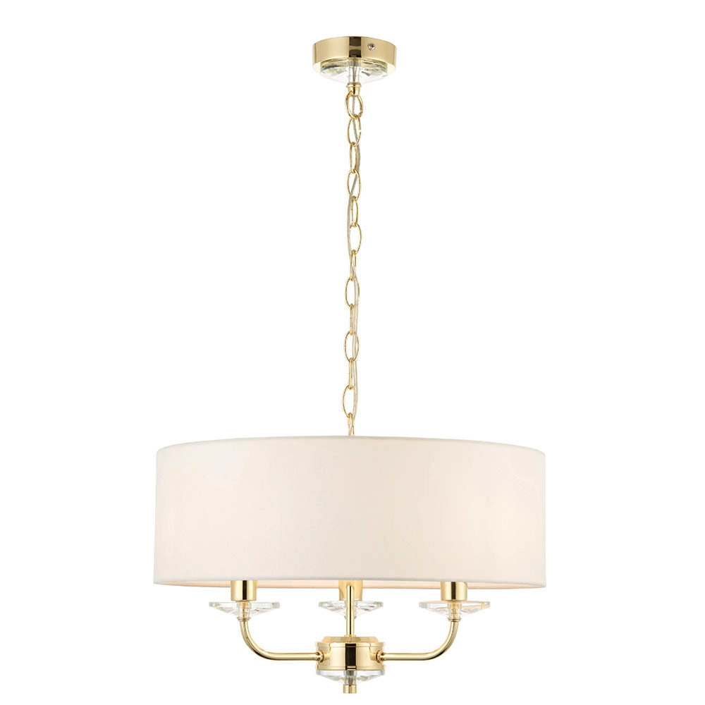 Lampadario a sospensione 3 luci ottone E14 Endon Nixon