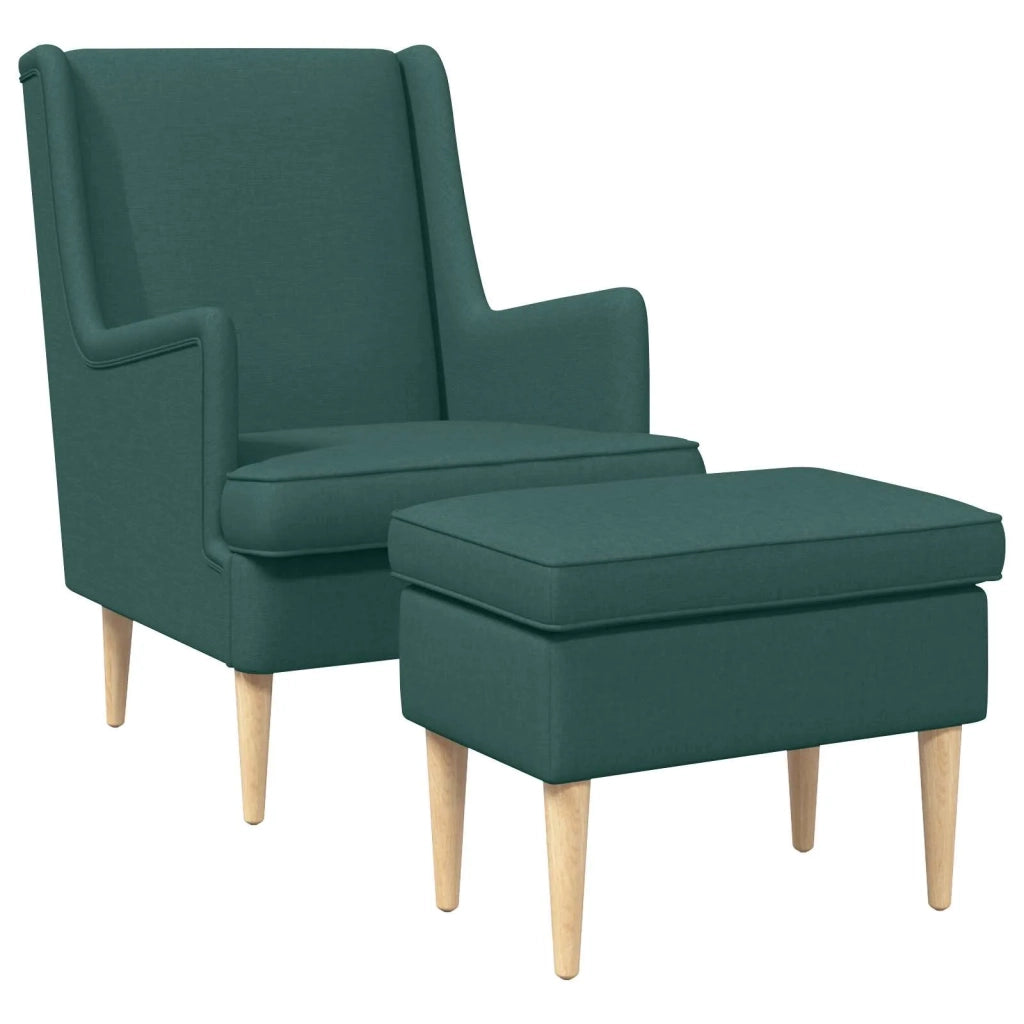 Poltrona con Ottomano 2 pz Verde Scuro Tessuto 3418814