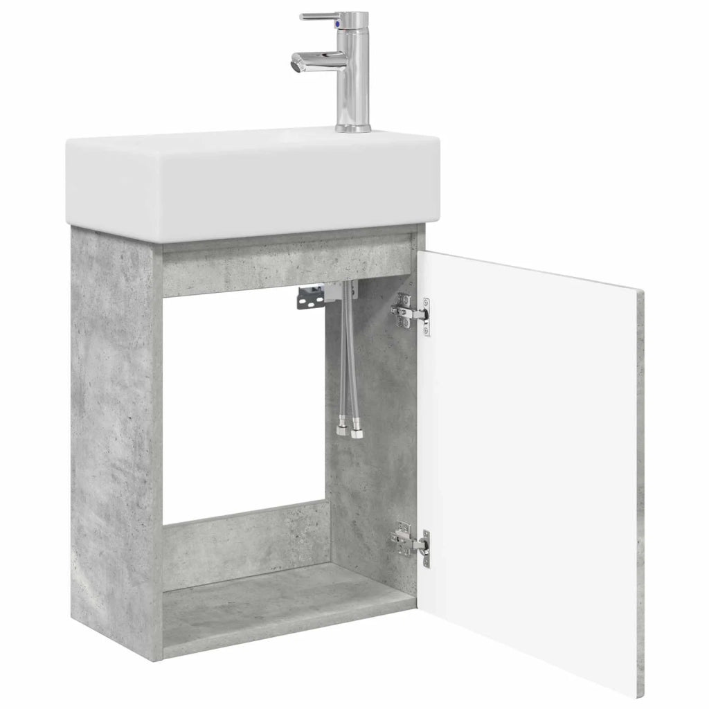 Mobile bagno con rubinetto Grigio Cemento 45,5 x 22,5 x 84 cm