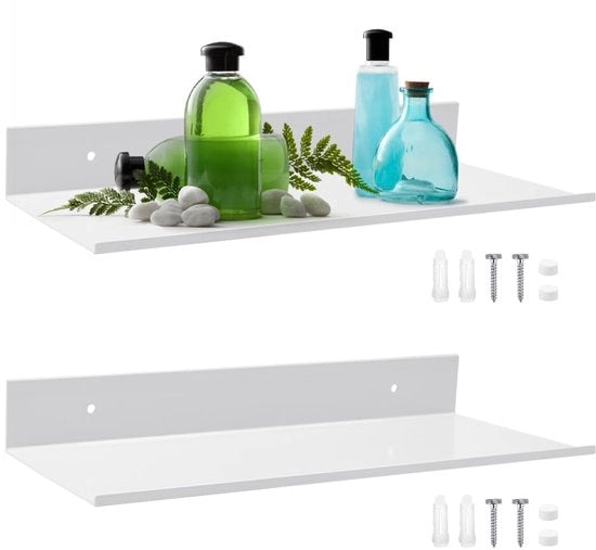 Plank da parete in alluminio 30 cm, disponibile in coppia, per cucina, bagno, soggiorno, camera da letto