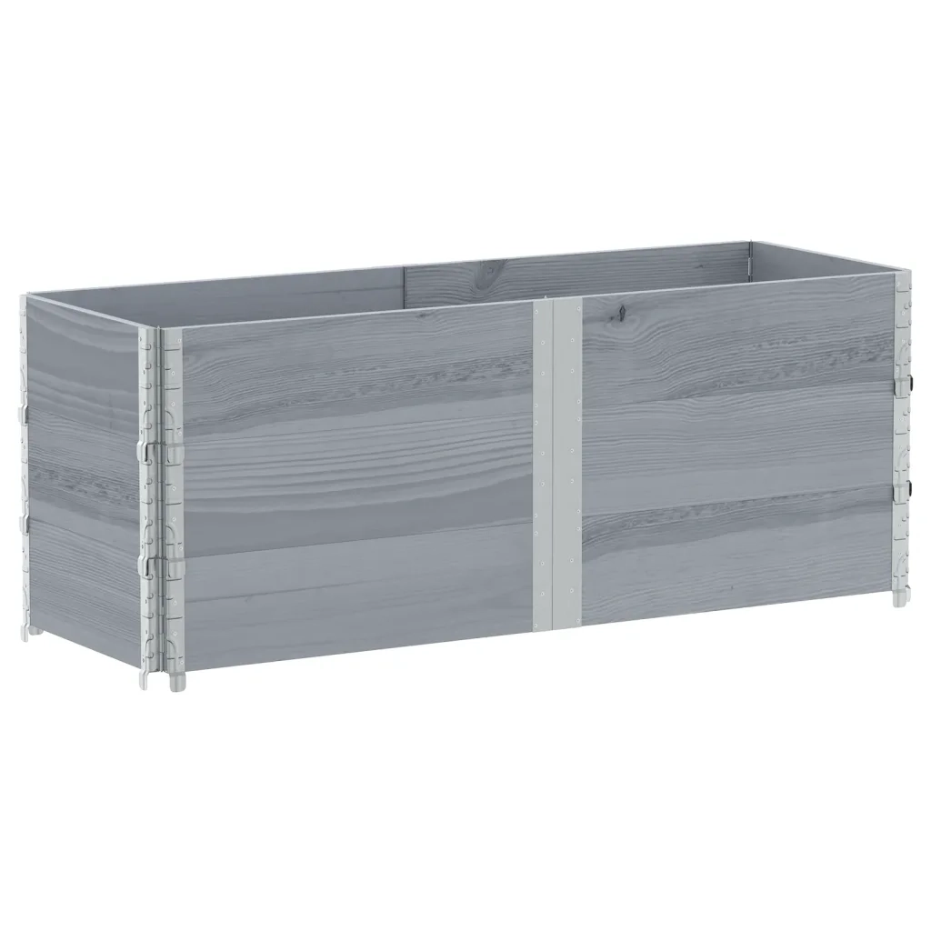 Fioriera | Cassetta per fiori | Vaso da Giardino Grigia 150x50 cm Legno Massello di Pino