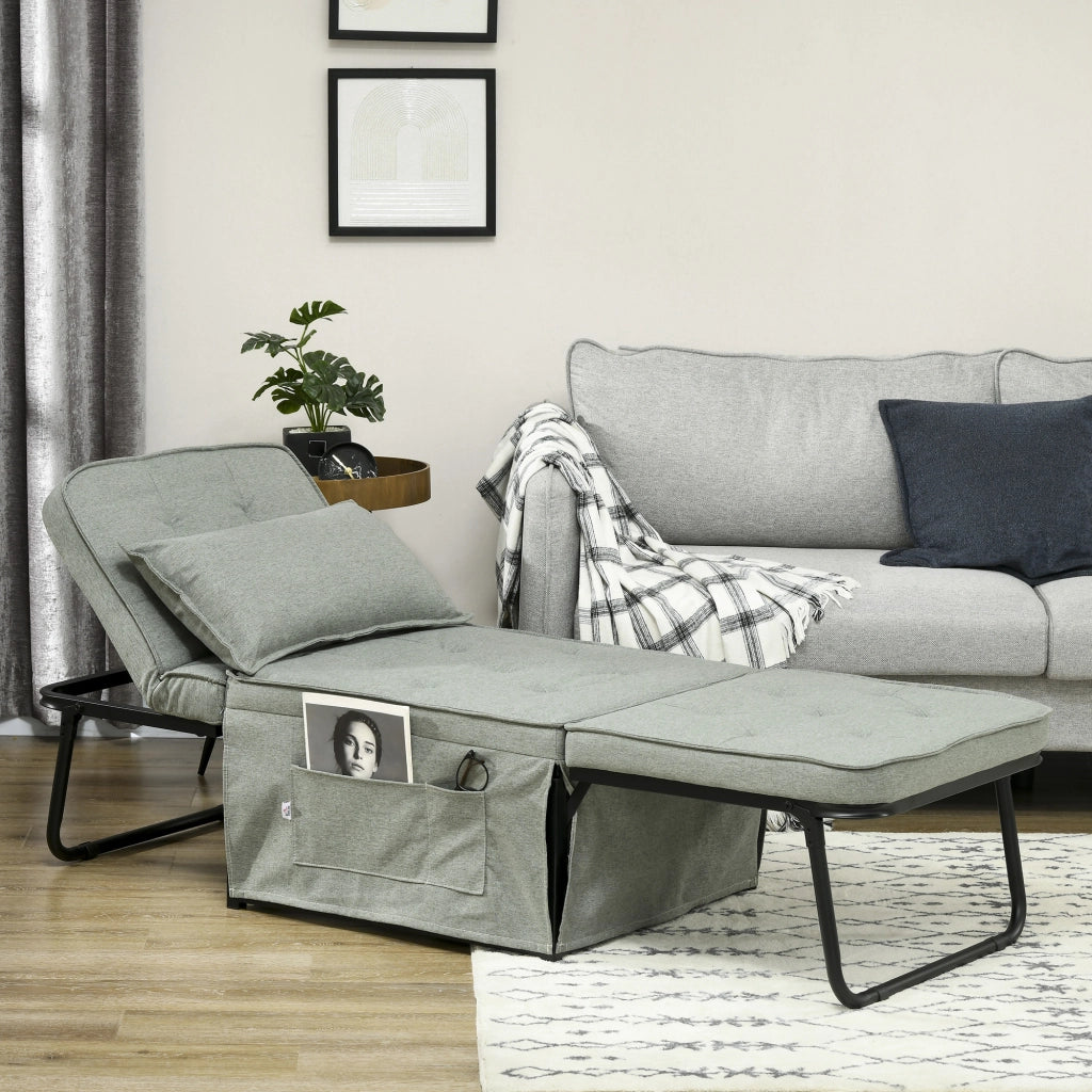 Poltrona reclinabile a 5 posizioni con cuscino ¨C zephmum ¨C grigio chiaro 180x64x40 cm