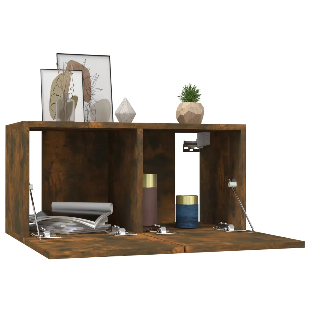 Mobili TV Parete 4 pz Rovere Fumo 60x30x30 cm Legno Multistrato