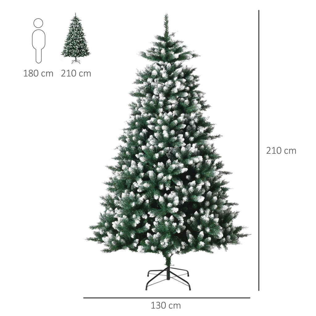 Albero di Natale Artificiale Realistico ¨C Zephmum ¨C Verde con Punte Bianche 210 cm