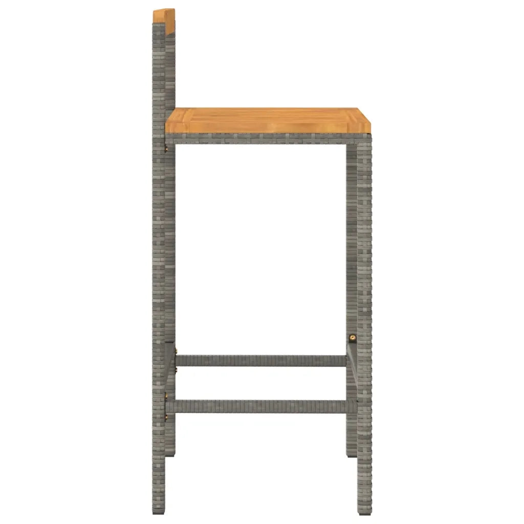 Sgabelli da Bar 4pz Grigi Polyrattan e Legno Massello di Acacia 362609