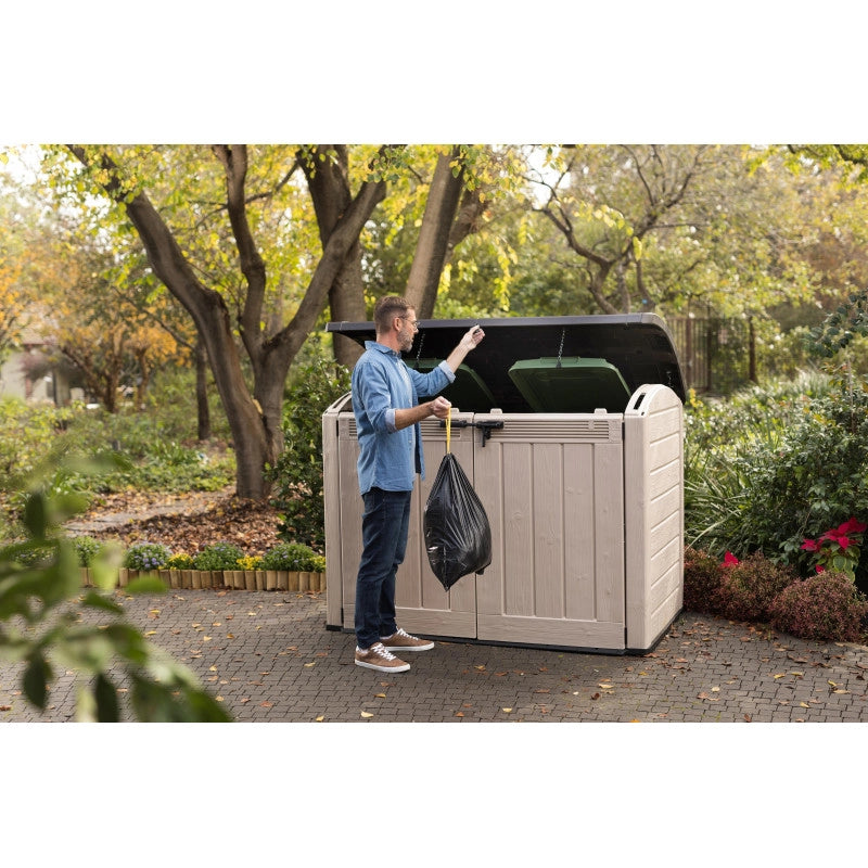 Box Contenitore da Giardino Keter Store-It-Out Ultra - Beige - 2000L con Pistoni Automatici 114x133x42