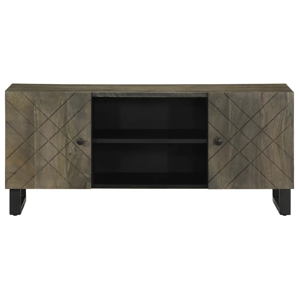 Mobile Porta TV Nero 105x33x46 cm in Legno Massello di Mango