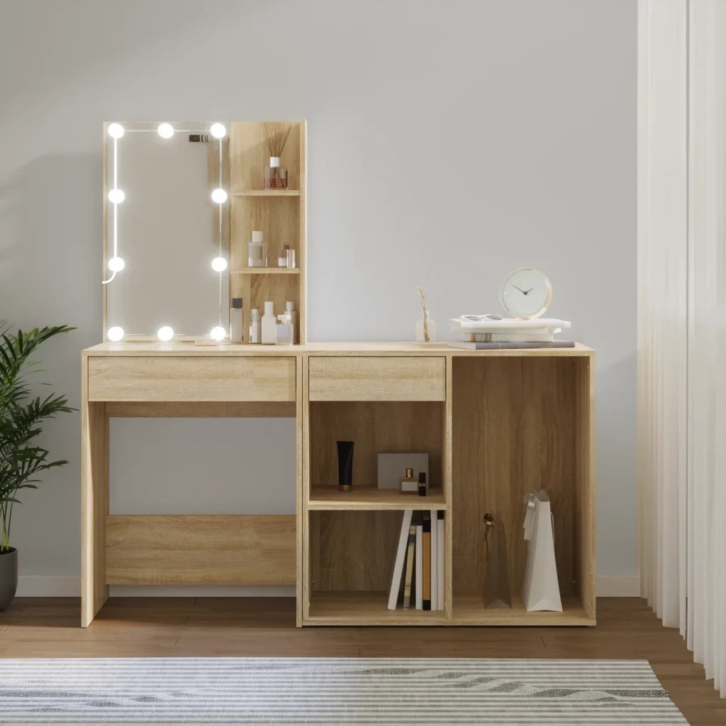 Toeletta LED con Armadietto in Legno Multistrato Rovere Sonoma 3082020