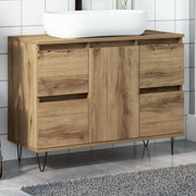 Mobiletto da Bagno Rovere Artigianale 80x33x60 cm in Truciolato