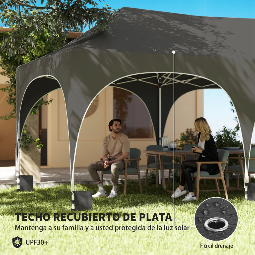 Tenda da Giardino Pieghevole 6x3 m Pop-up con 6 Pareti Laterali Rimovibili ¨C Zephmum ¨C Grigio Scuro