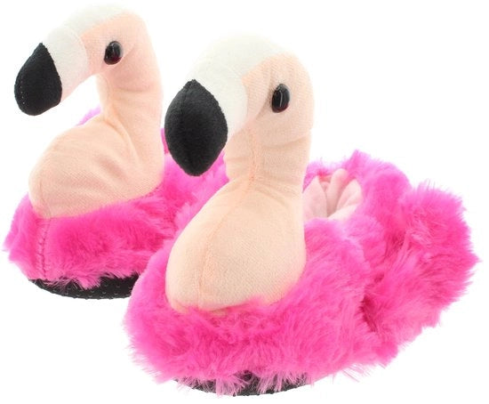 Pantofole in Plush con Disegno Flamingo - Zoccoli Antiscivolo - Rivestimento morbido - Esterno e Interno in Plastica - Pantofole da Casa