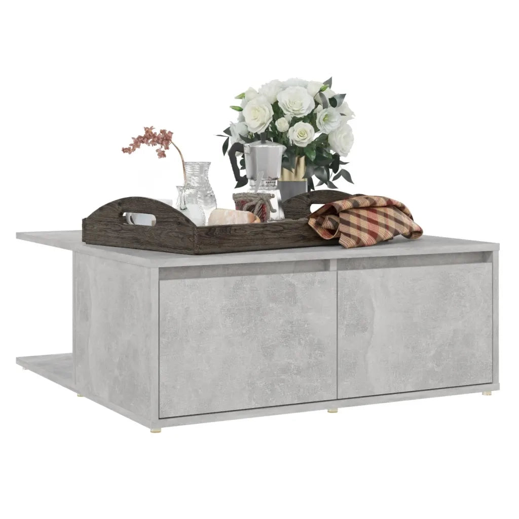 Tavolino da Salotto Grigio Cemento 80x80x31cm Legno Multistrato 806880