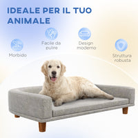 Cuccia per Cani di Taglia Grande Divano con Cuscino Sfoderabile 98x67x25 cm Grigio