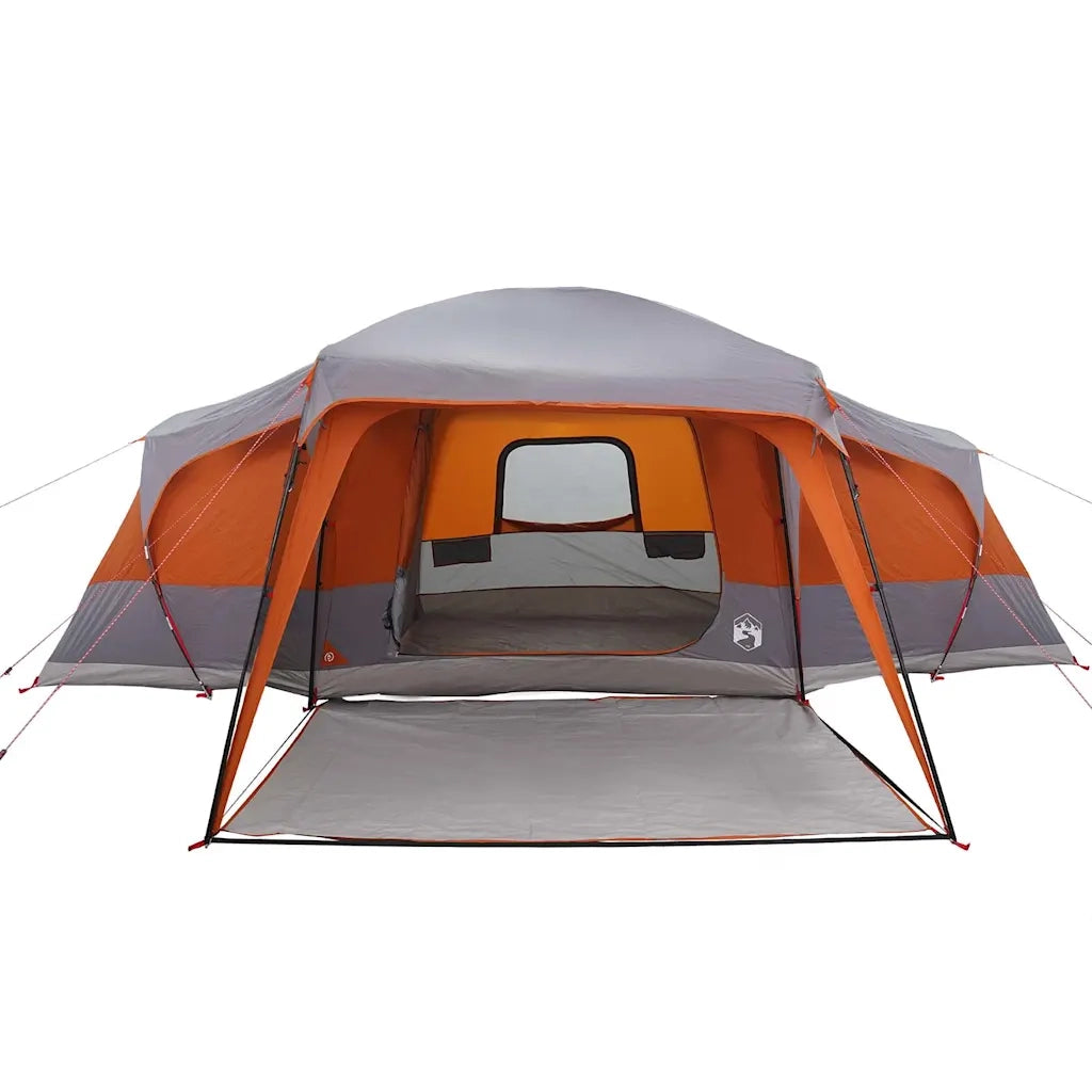 Tenda da Campeggio con Portico 9 Persone Grigio e Arancione 4009586