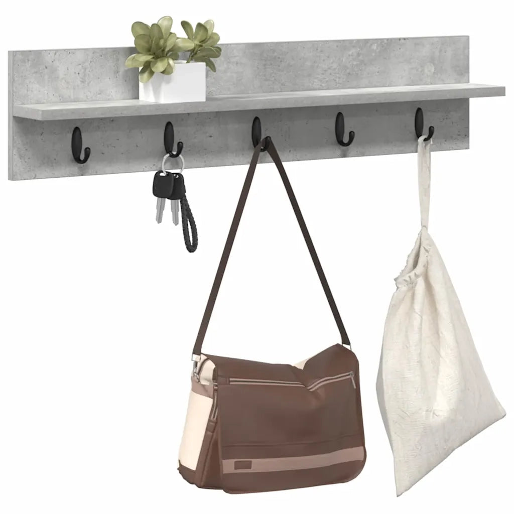 vidaXL Appendiabiti a muro Grigio cemento 80 x 10.5 x 18 cm