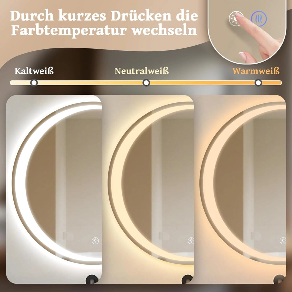 ZMH Specchio da bagno con illuminazione Specchio da parete moderno rotondo IP44 dimmerabile per il bagno