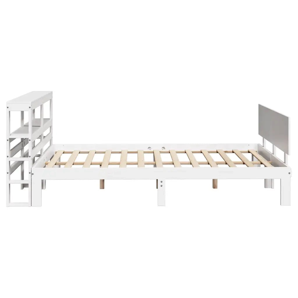 Giroletto con Testiera Bianco 135x190 cm Legno Massello di Pino 3306077