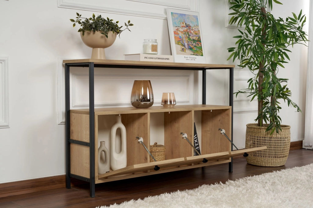 Credenza in legno "Solace" - 120 x 30 x 77 cm - Beige