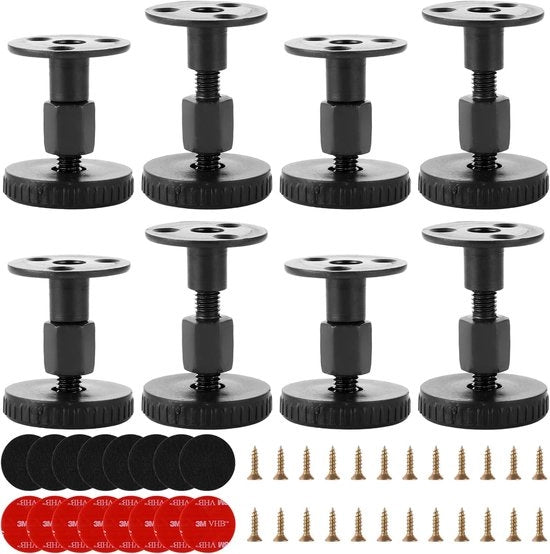 8 supporti per mobili regolabili in altezza - 47 - 64 mm - metallo - nero - regolabili in altezza - supporti per mobili con pattino antiscivolo - non richiedono fori di fissaggio per armadi, sedie, comodini e letti.