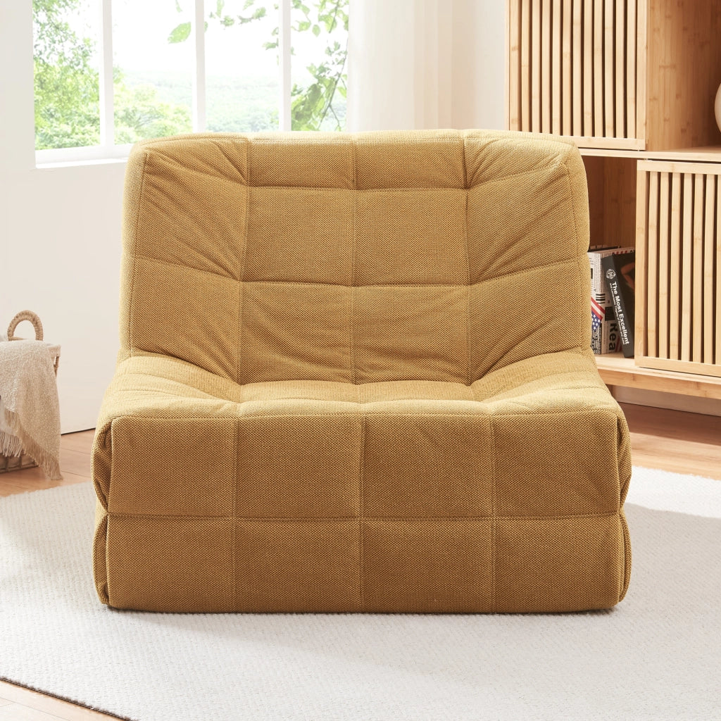 Poltrona Bassa Imbottita Koskyvn Senza Braccioli 75 x 90 x 100 cm - Giallo [en.casa]