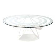 Tavolino in ferro e vetro Optical ovale Bianco