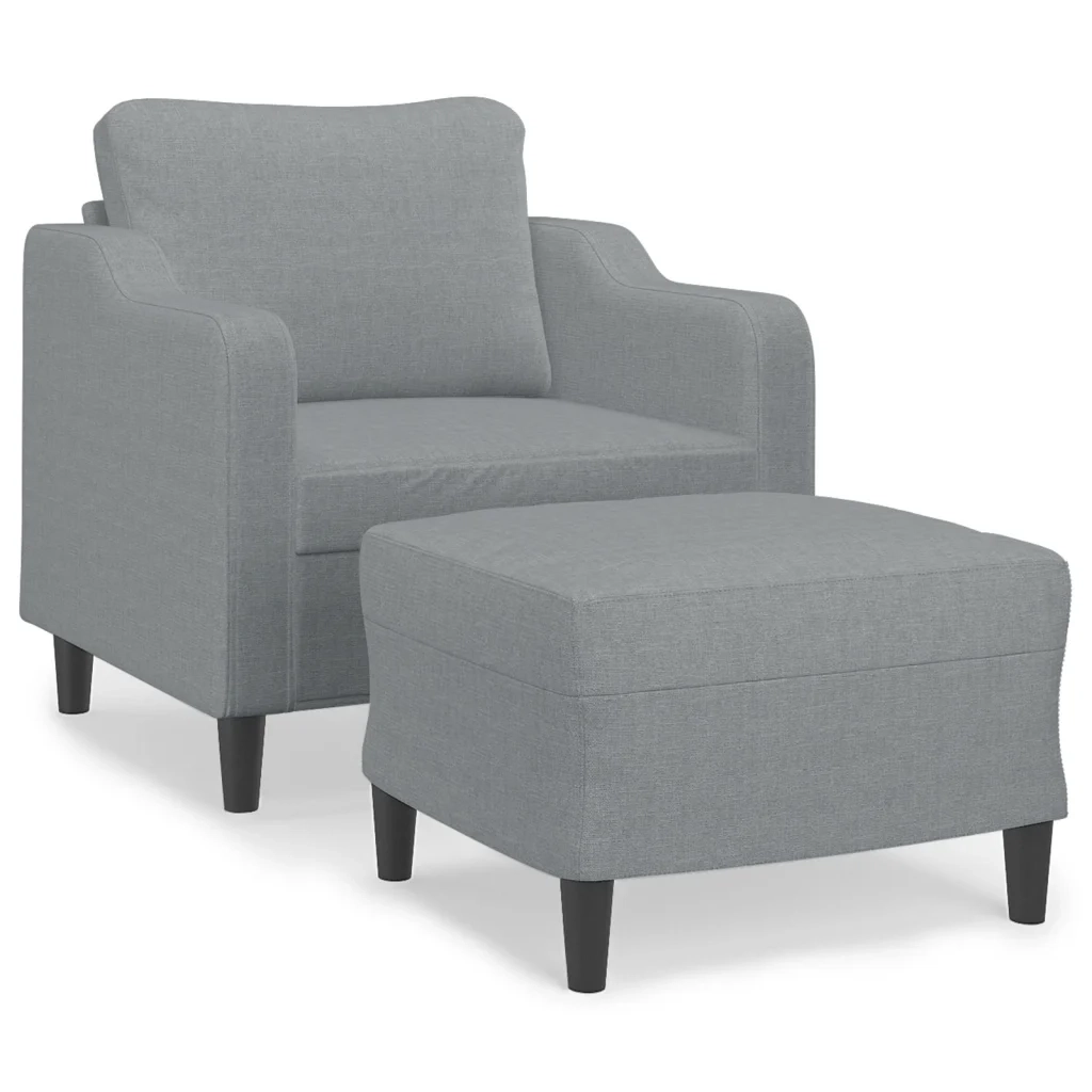 Poltrona con Poggiapiedi Grigio Chiaro 60 cm in Tessuto