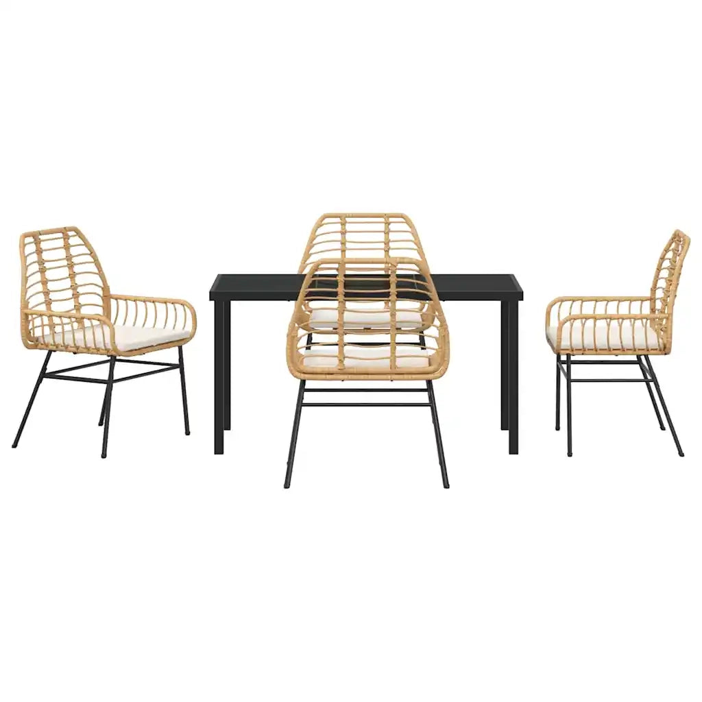 Set da Pranzo per Giardino 5 pcs Marrone polyrattan 3380864