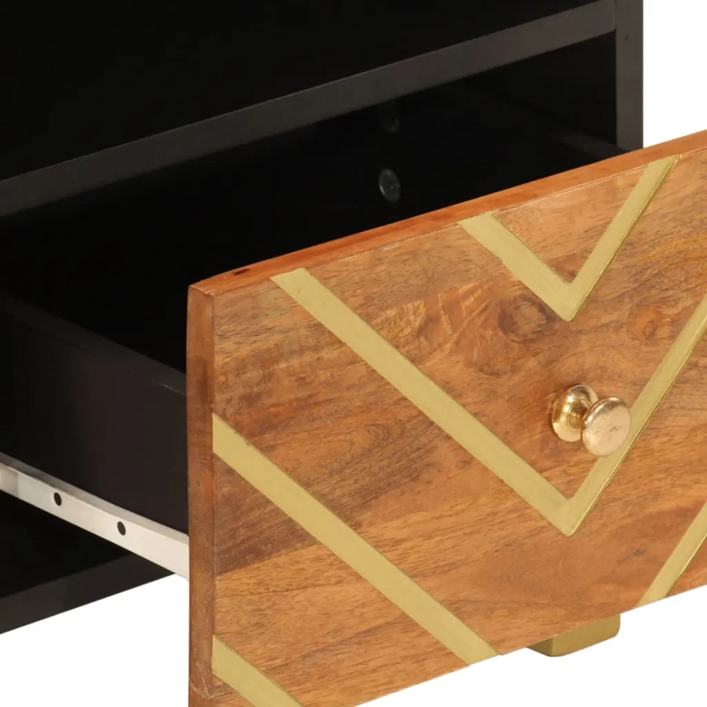 Mobile Porta TV-Mobile per TV-Credenza TV Marrone e Nero 70x33,5x46 cm in Legno di Mango