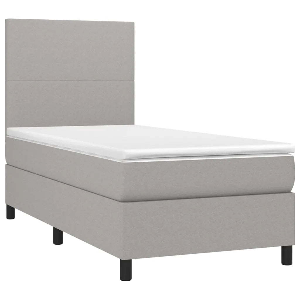 Letto a Molle Materasso e LED Grigio Chiaro 100x200 cm Tessuto cod mxl 66462