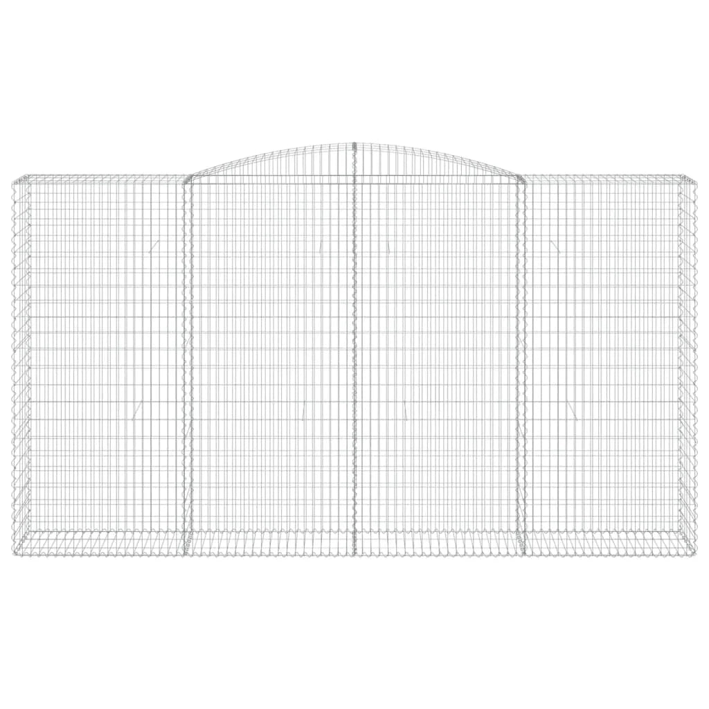 Cesto gabbione recinzione a gabbia muro di contenimento ad arco 400 x 50 x 220/240 cm ferro zincato argento 02_0040097