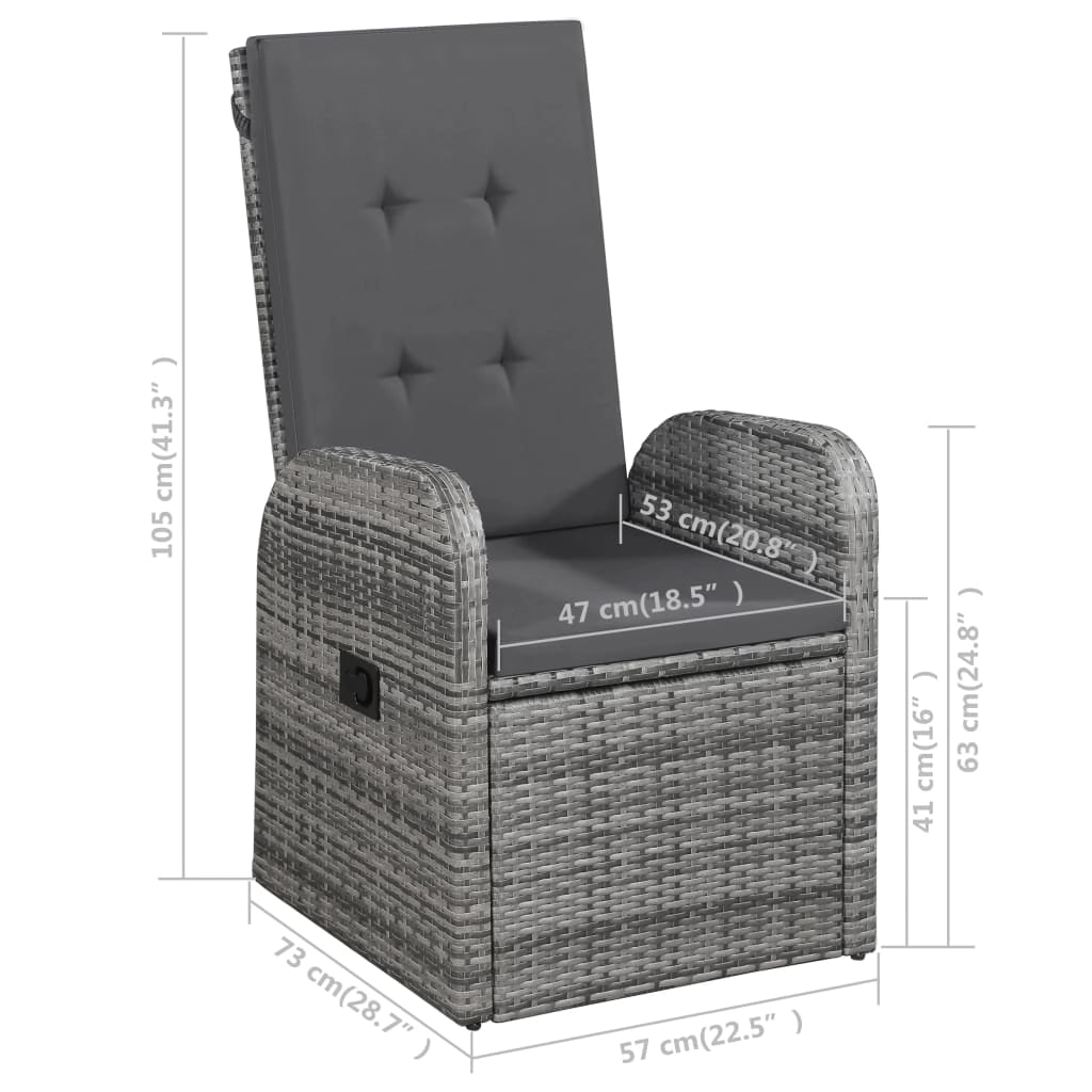 Set da pranzo da giardino per esterni 7 pezzi mobili grigi 02_0013961