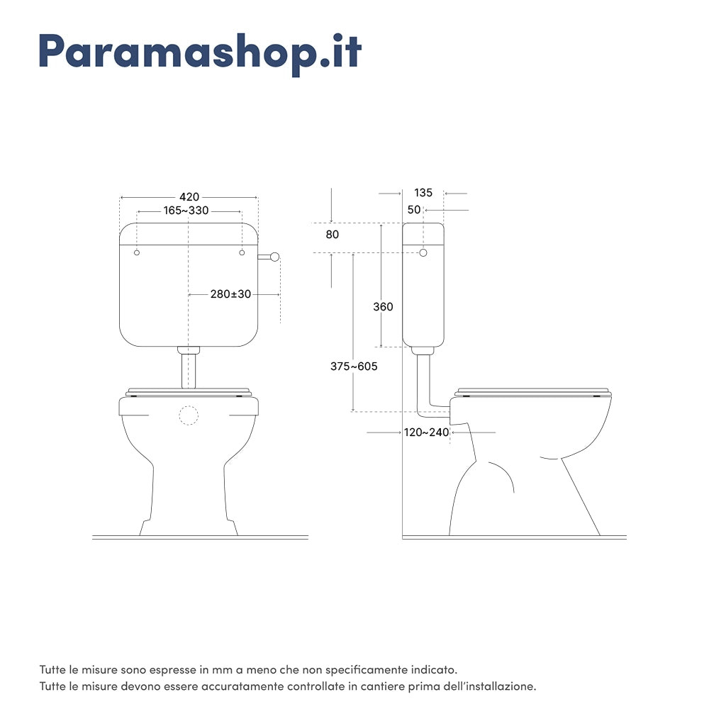 Cassetta di scarico esterna bianca doppio tasto start-stop 8 Lt isolamento condensa/acustico | Concept 2