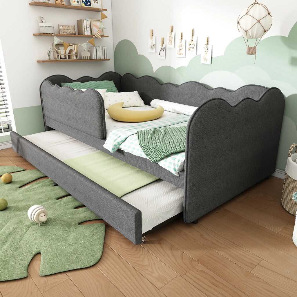 LETTO Giorno estraibile 90x190 cm in lino grigio