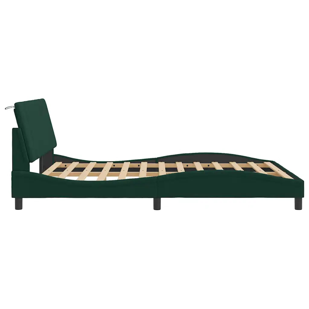vidaXL Giroletto con Luci LED Verde Scuro 160x200 cm in Velluto