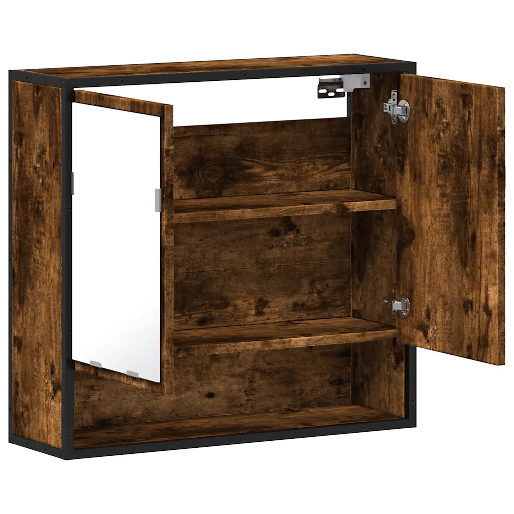 vidaXL Mobile Bagno Specchio Rovere Fumo 65x20x60 cm Legno Multistrato