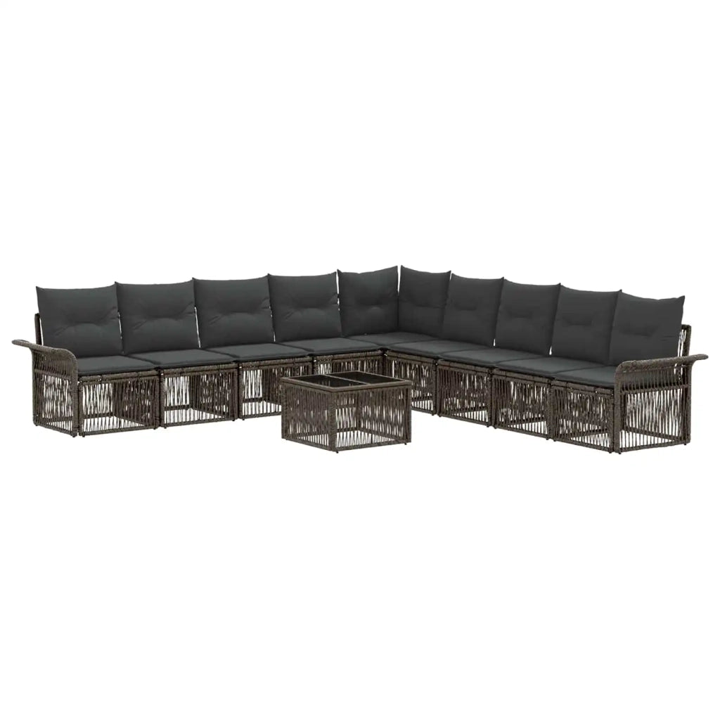 Set Divano da Giardino 10 pcs Grigio polyrattan