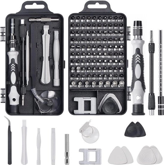 Set di utensili da riparazione 115 in 1, kit professionale di riparazione Faireach con valigetta portatile, set di chiavi inglese magnetico per PC, computer, telefono cellulare, tablet.