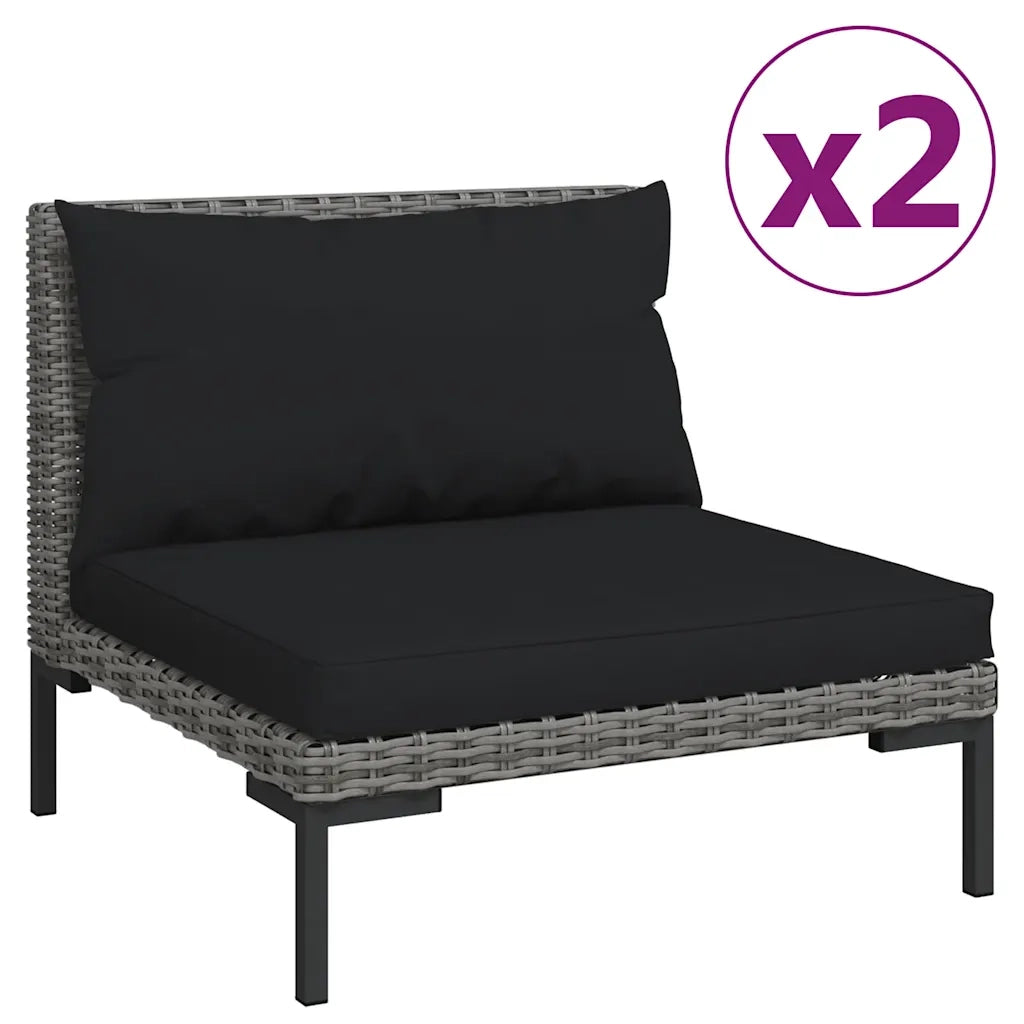 Set Divani da Giardino 3 pz Grigio Scuro Polyrattan Mezzo Tondo