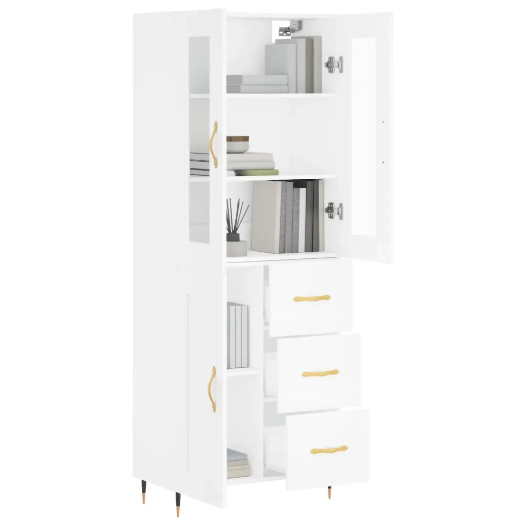 Credenza-Buffet-Armadio da cucina Bianca 69,5x34x180 cm in Legno Multistrato 848551