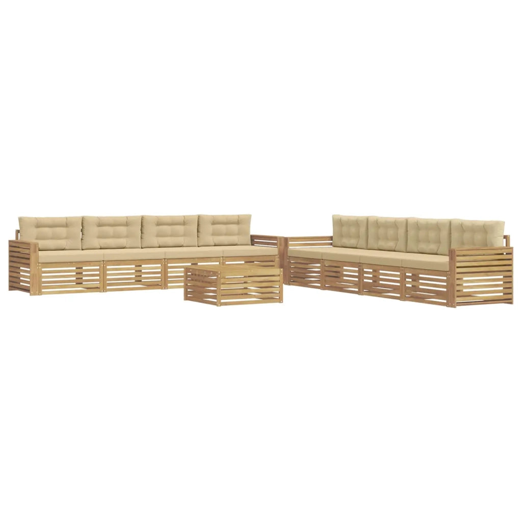 Set di divani da esterno 9 pcs Bianco e Beige 3390253