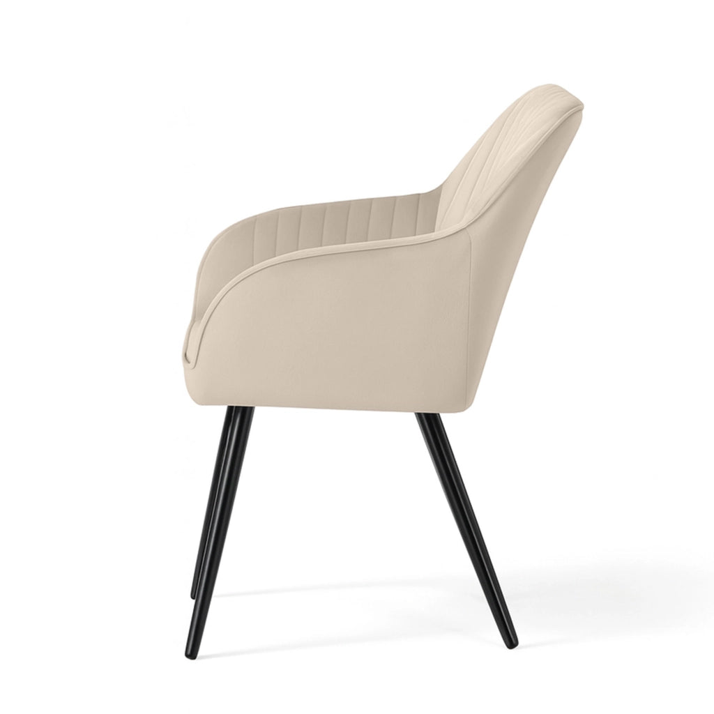 Set di 4 Sedie in velluto con cuciture verticali FLORENCE Beige gambe nere