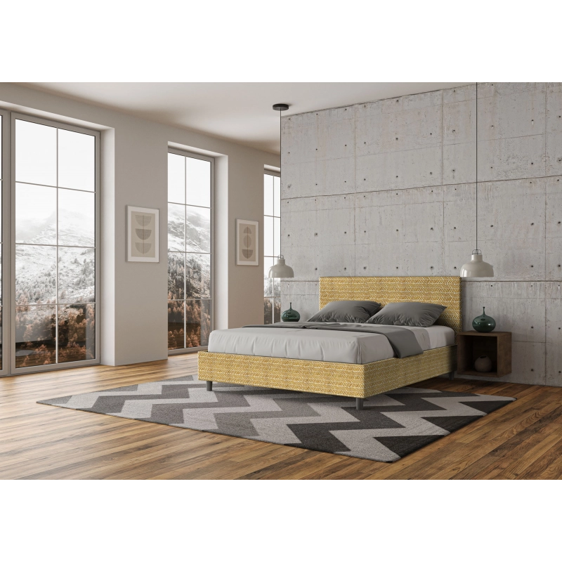 Letto imbottito Matrimoniale 160x200 cm tessuto Aragona Adele - Senza rete,Giallo
