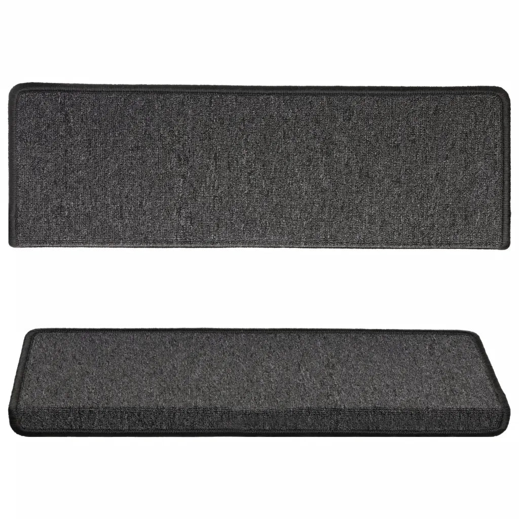 Tappetini per scale 15 pz 65x21x4 cm Antracite Bordo rettangolare 134567