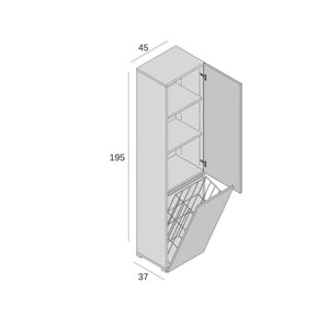 Aro, Armadio Multiuso 2 Ante 2 Ripiani Made in Italy, 45x195h cm Bianco